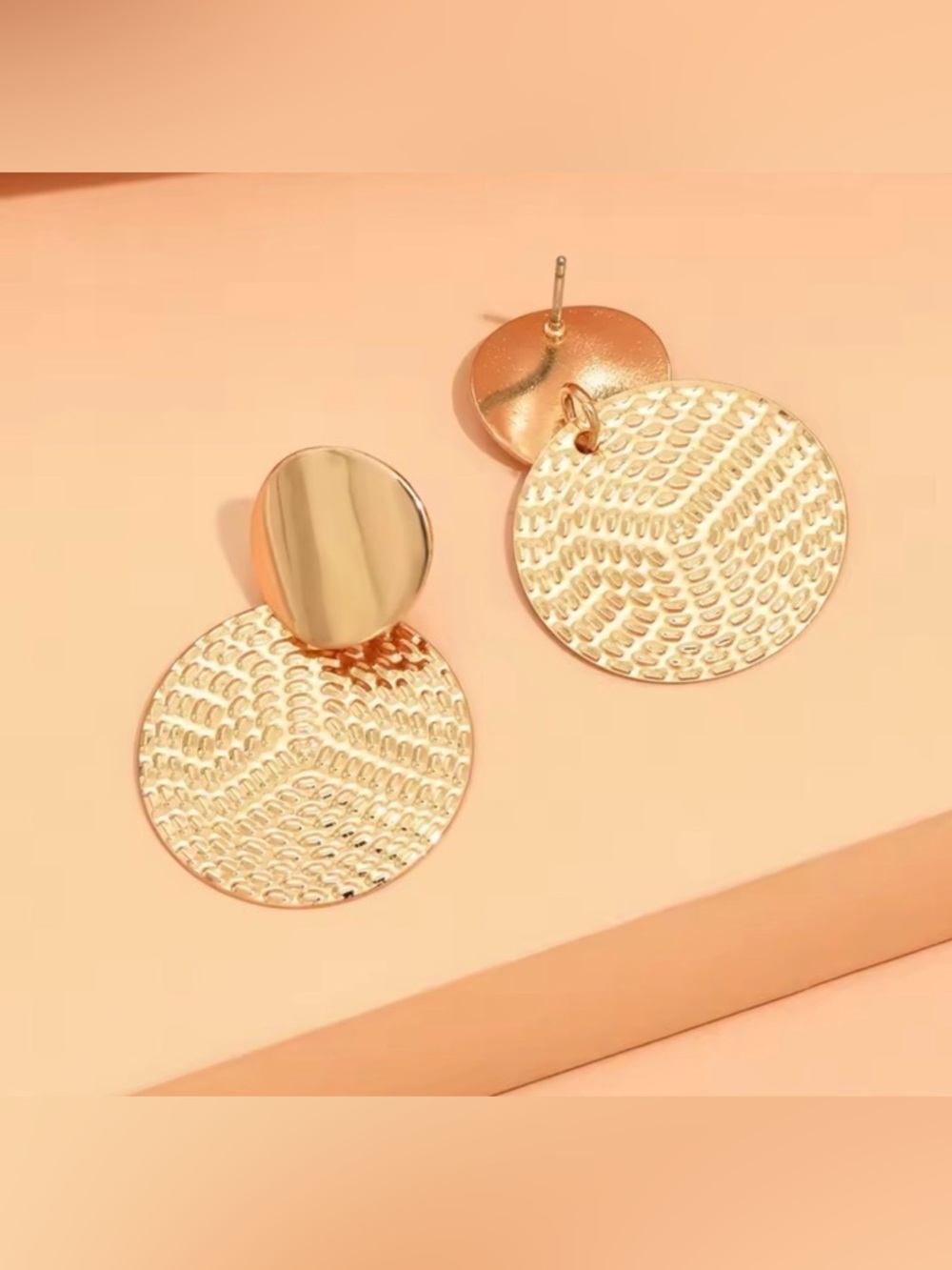 Gold Geometric Round Earrings – Boho Statement Studs